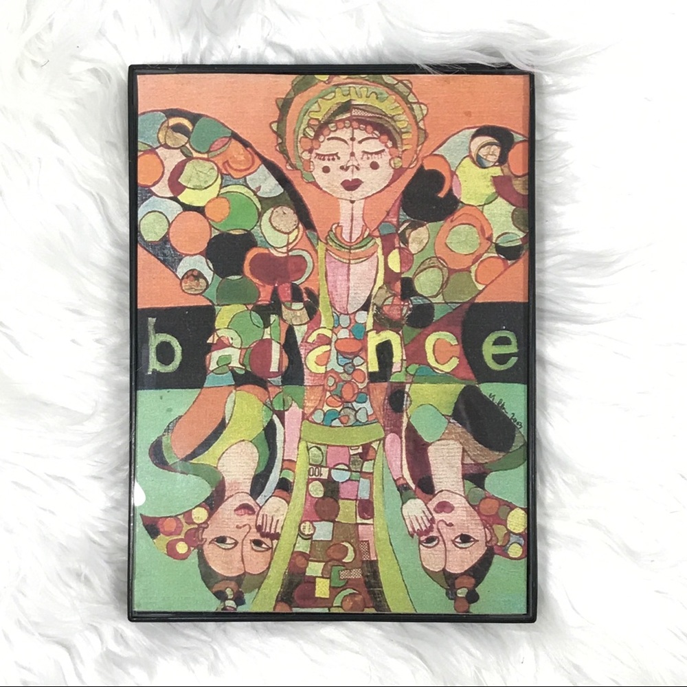 BALANCE Boho Framed Wall Art Watercolor 5x7 Print